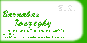 barnabas koszeghy business card
